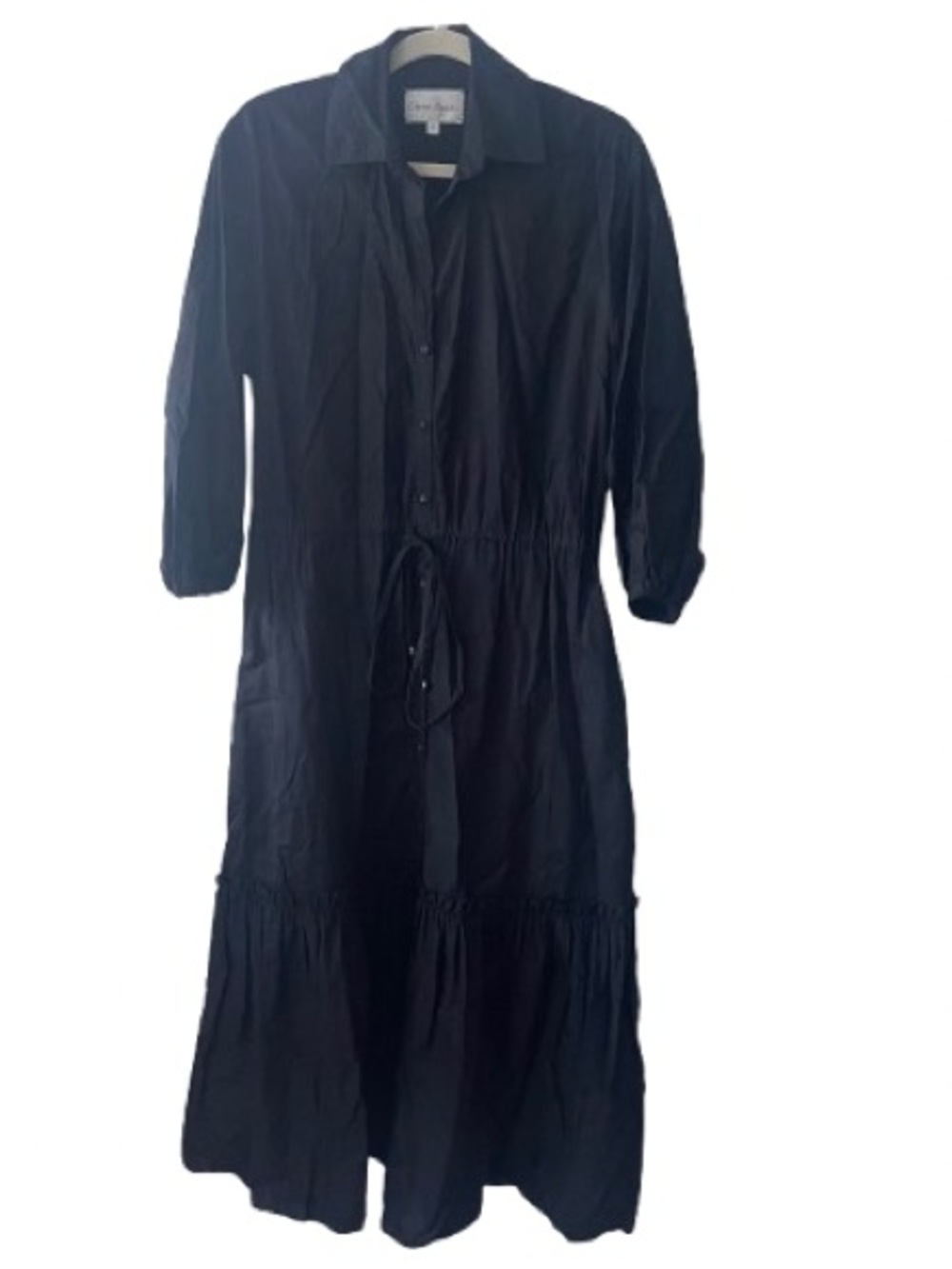 Cara Cara Hutton Black Button-Front Tiered Midi Dress - Picture 4 of 12